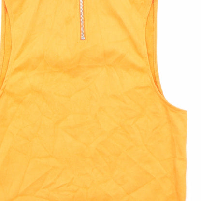 Zara Womens Orange Polyester Basic Tank Size 6 Round Neck