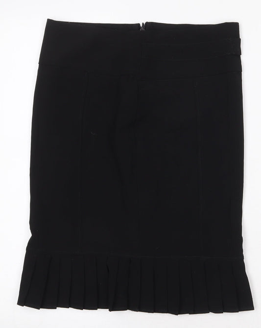 Preworn Womens Black Polyester Trumpet Skirt Size 8 Zip