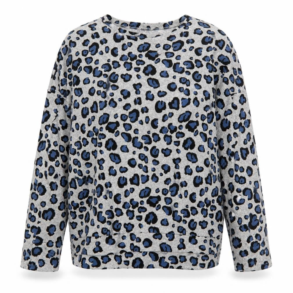 Stella Morgan Womens Grey Round Neck Animal Print Polyester Pullover Jumper Size 12