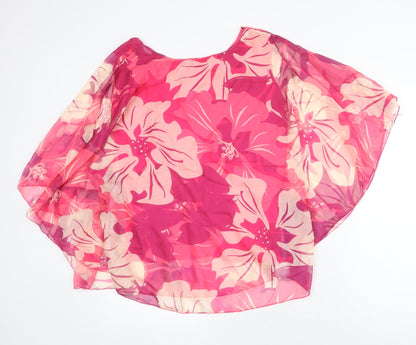Preworn Womens Pink Geometric Viscose Basic Blouse Size S Round Neck