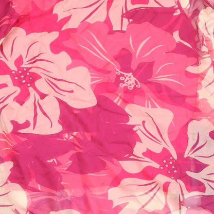 Preworn Womens Pink Geometric Viscose Basic Blouse Size S Round Neck
