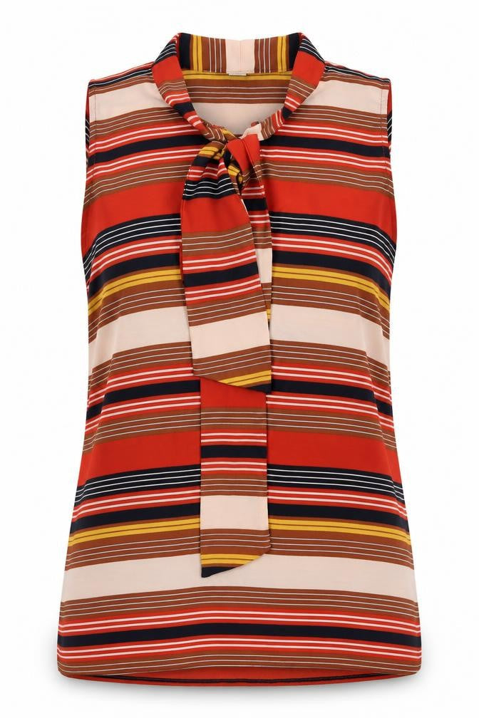 LOFT Womens Multicoloured Striped Polyester Basic Tank Size 2XS Round Neck