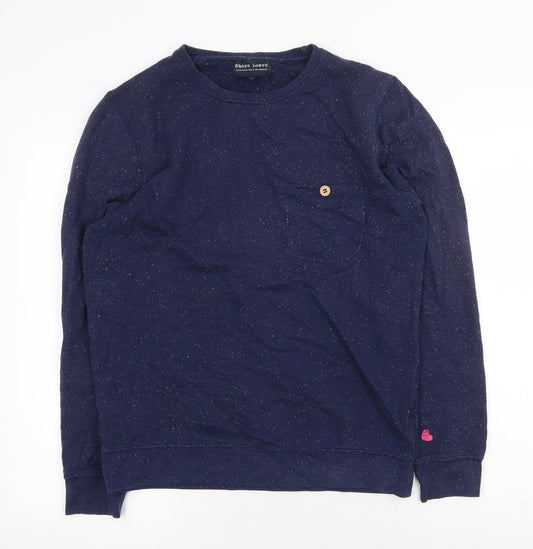Shore Leave Womens Blue Cotton Pullover Sweatshirt Size M Pullover - Heart Detail