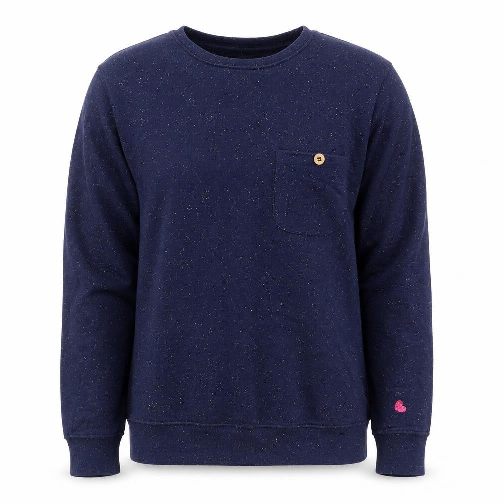 Shore Leave Womens Blue Cotton Pullover Sweatshirt Size M Pullover - Heart Detail