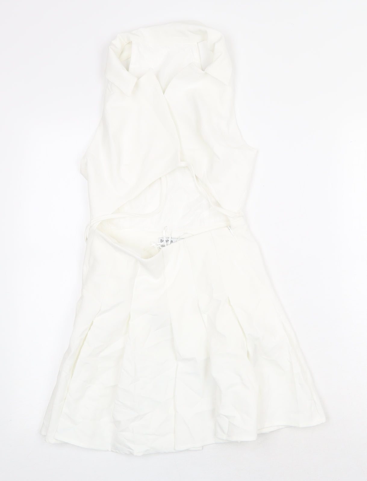 Bershka Womens White Polyester Mini Size XS Collared Zip