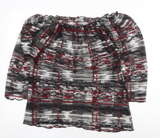 Per Una Womens Grey Geometric Polyester Basic Blouse Size 18 Off the Shoulder