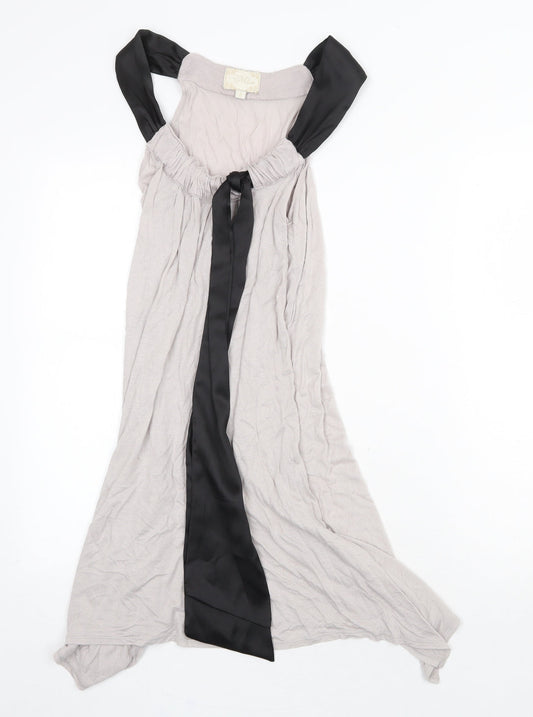 Mise Womens Grey Polyester Trapeze & Swing Size 8 Scoop Neck Pullover