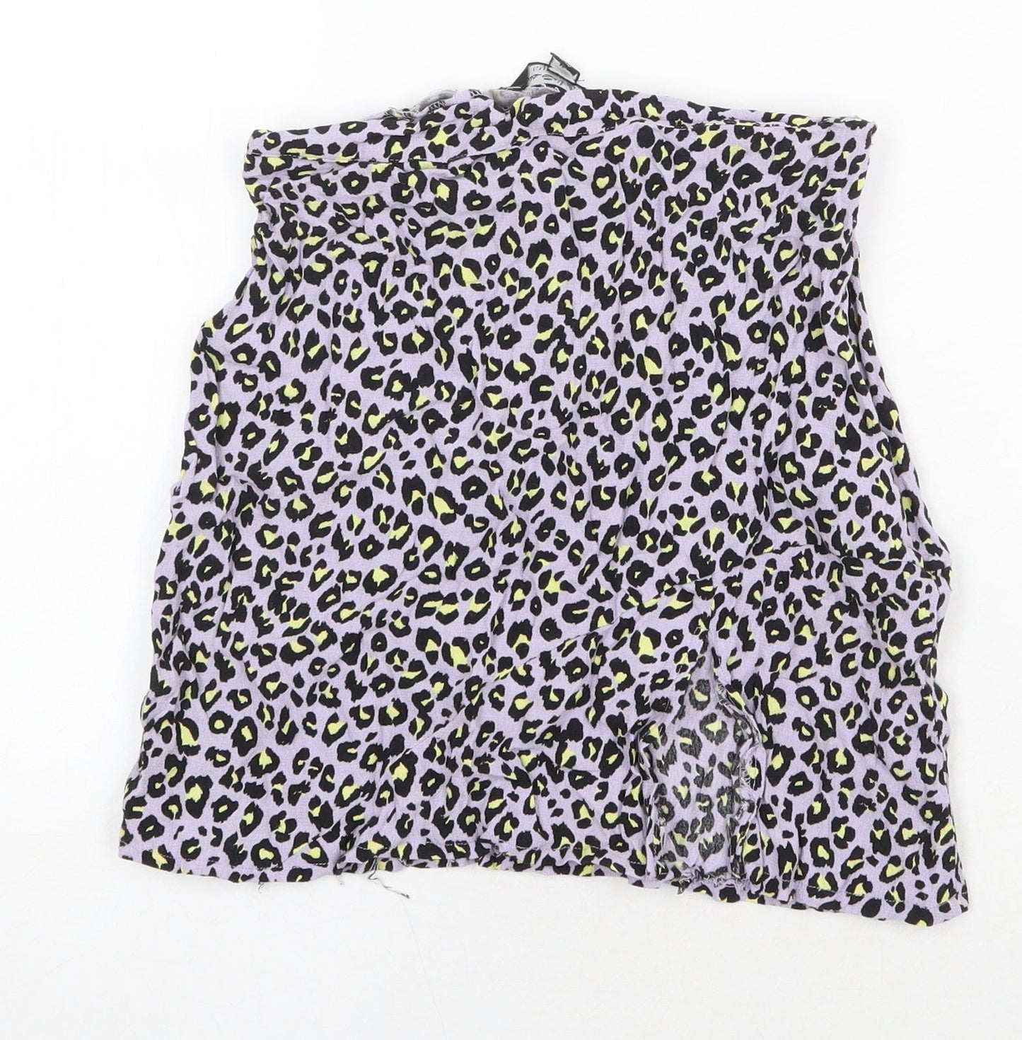 Miss Selfridge Womens Purple Animal Print Polyester Mini Skirt Size 4 Zip - Leopard Print