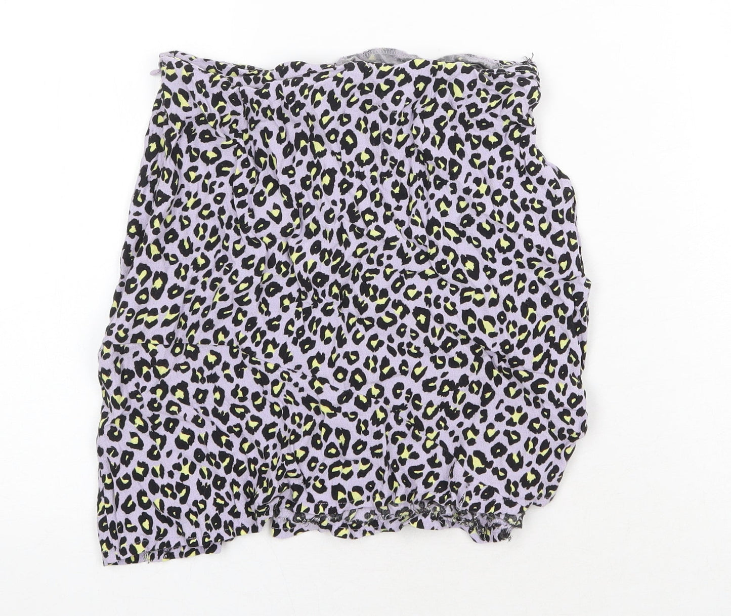 Miss Selfridge Womens Purple Animal Print Polyester Mini Skirt Size 4 Zip - Leopard Print