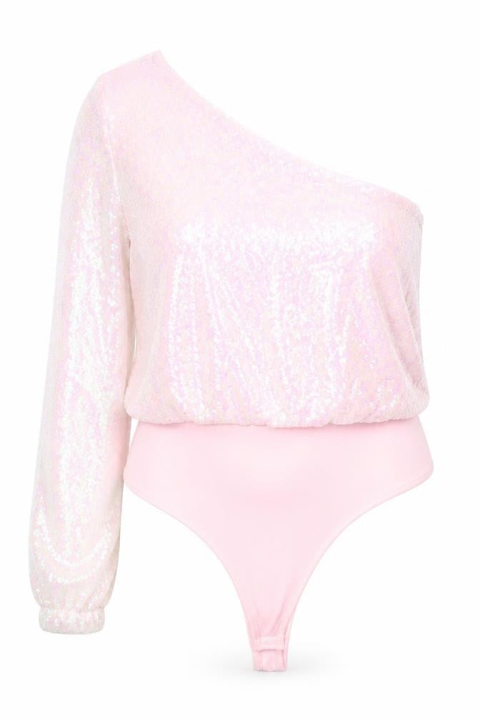 In the Style Womens Pink Polyester Bodysuit One-Piece Size 16 Snap