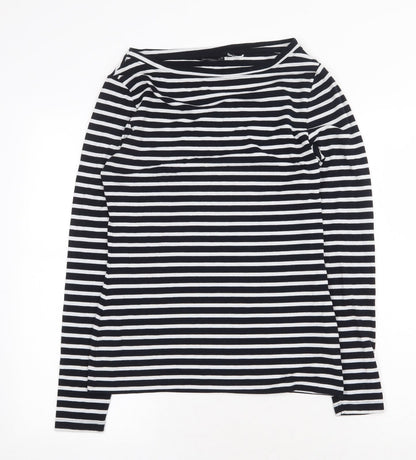 ASOS Womens Blue Striped Polyester Basic Blouse Size 8 Boat Neck