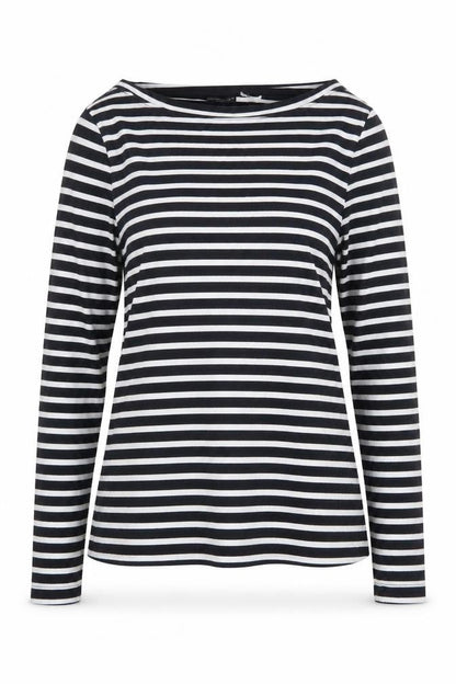 ASOS Womens Blue Striped Polyester Basic Blouse Size 8 Boat Neck