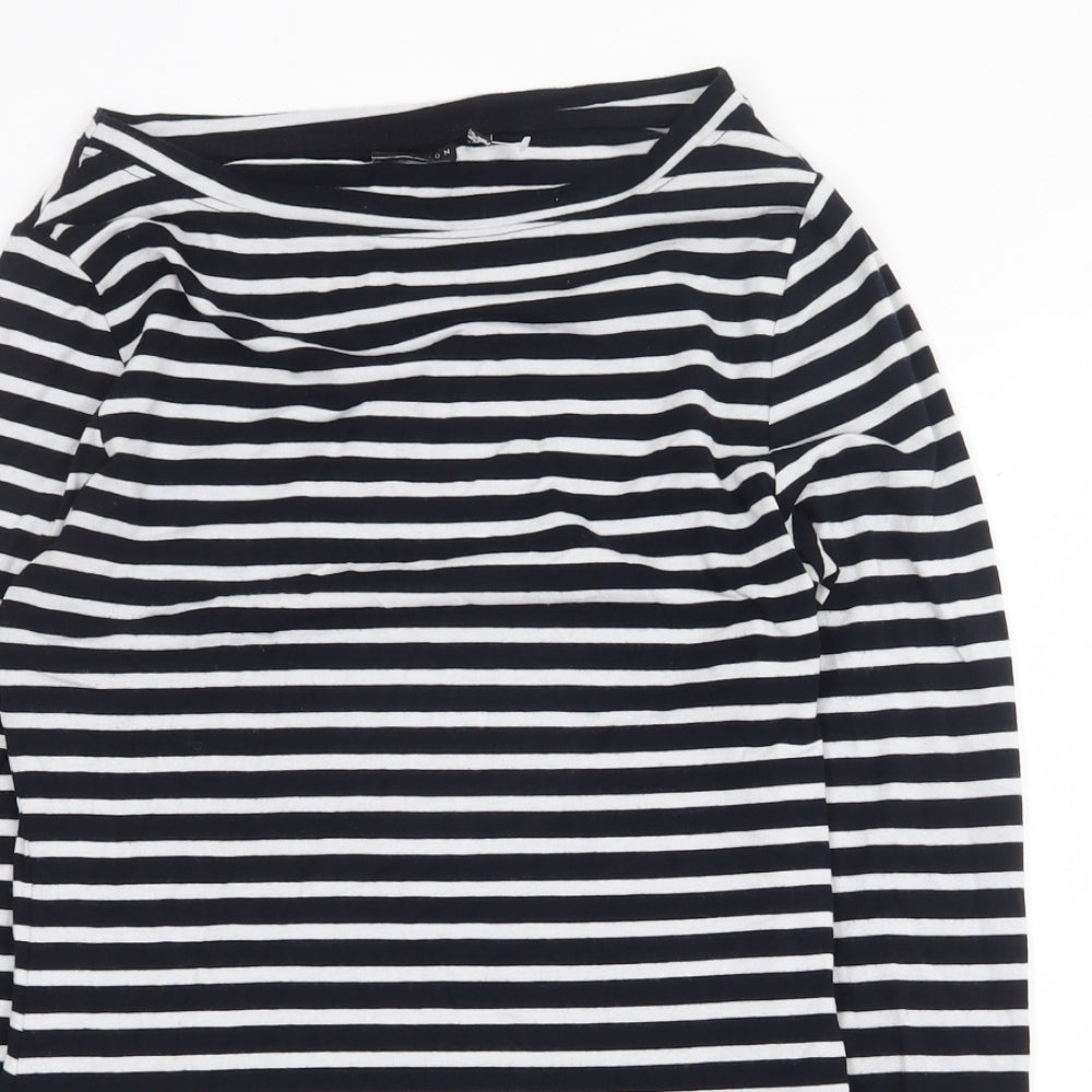 ASOS Womens Blue Striped Polyester Basic Blouse Size 8 Boat Neck
