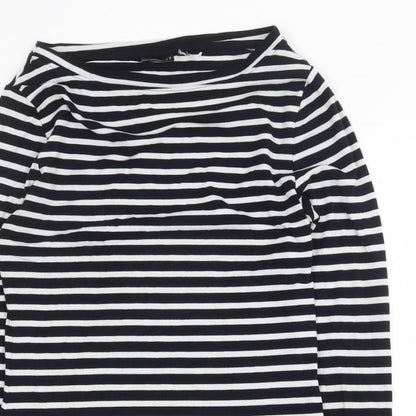 ASOS Womens Blue Striped Polyester Basic Blouse Size 8 Boat Neck