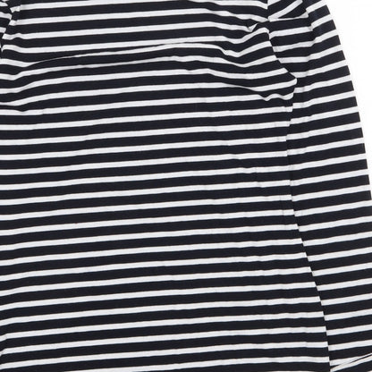 ASOS Womens Blue Striped Polyester Basic Blouse Size 8 Boat Neck
