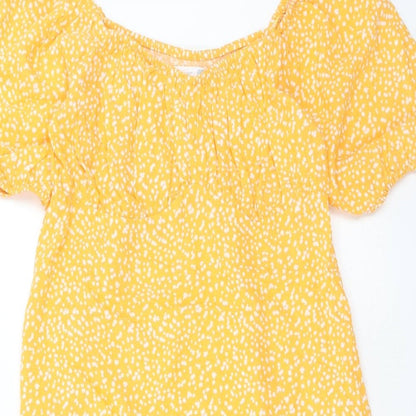 Primark Womens Orange Animal Print Viscose A-Line Size 8 Boat Neck Pullover