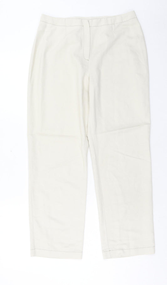 Essentials Womens Beige Viscose Trousers Size 12 Regular Button