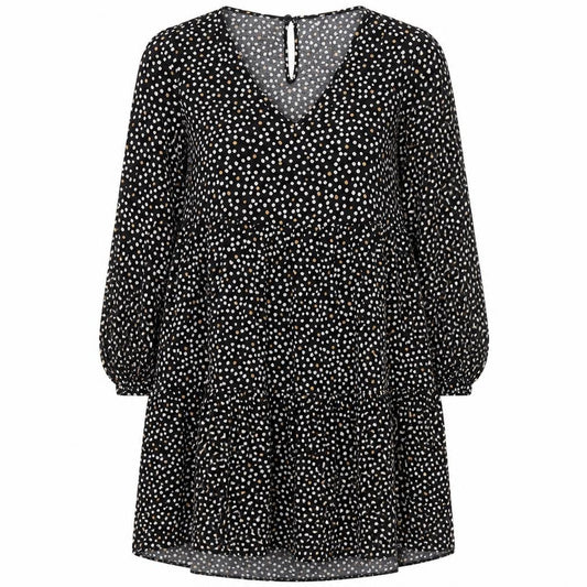 New Look Womens Black Animal Print Viscose A-Line Size 6 V-Neck Button
