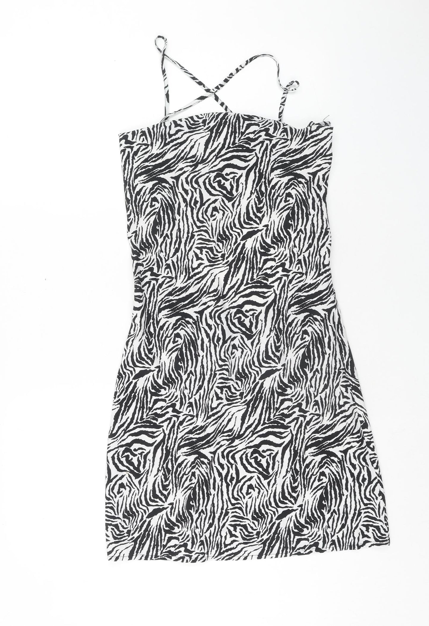 Misspap Womens Multicoloured Animal Print Polyester Tank Dress Size 10 Scoop Neck Zip