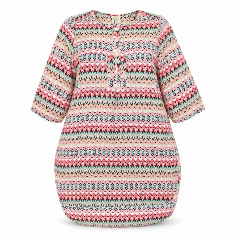 Figueroa & Flower Womens Multicoloured Geometric Polyester Kaftan Size M Round Neck Button