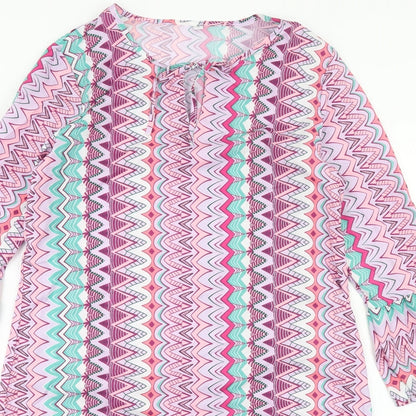 Womens Multicoloured Geometric Polyester Shift Size L Round Neck Tie