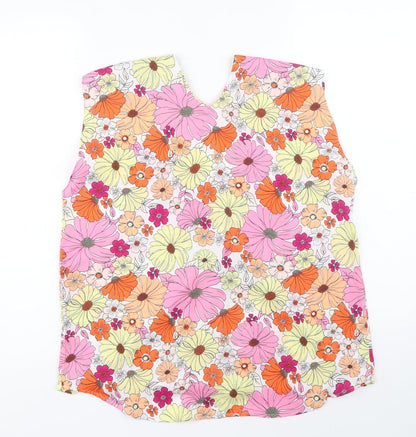 Marks & Spencer Womens Multicoloured Floral Polyester Basic Tank Size 12 V-Neck