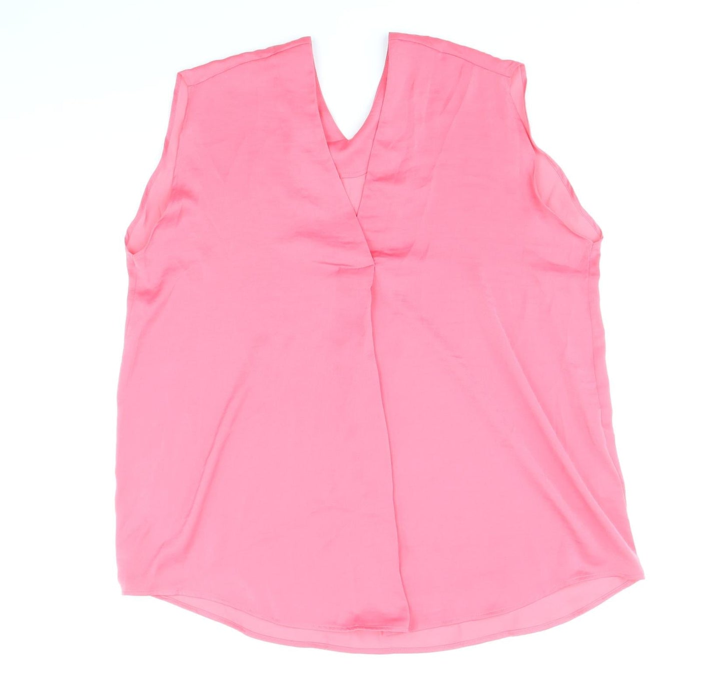 Marks and Spencer Womens Pink Polyester Basic Tank Size 14 V-Neck