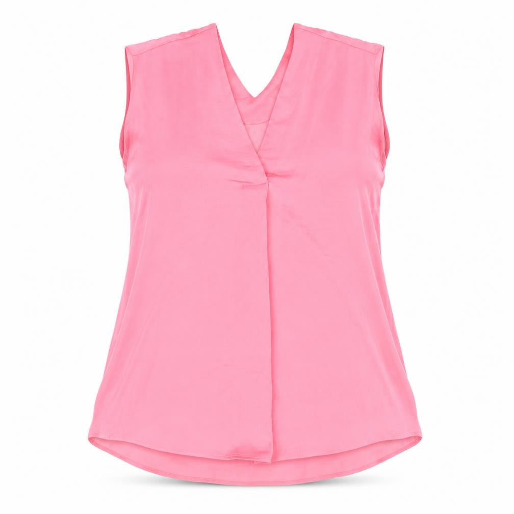 Marks & Spencer Womens Pink Polyester Basic Tank Size 14 V-Neck