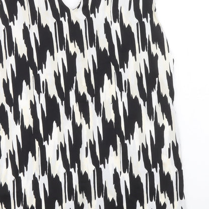 Preloved Marks and Spencer Womens Black Geometric Polyester Basic Tank Size 10 V-Neck - Back