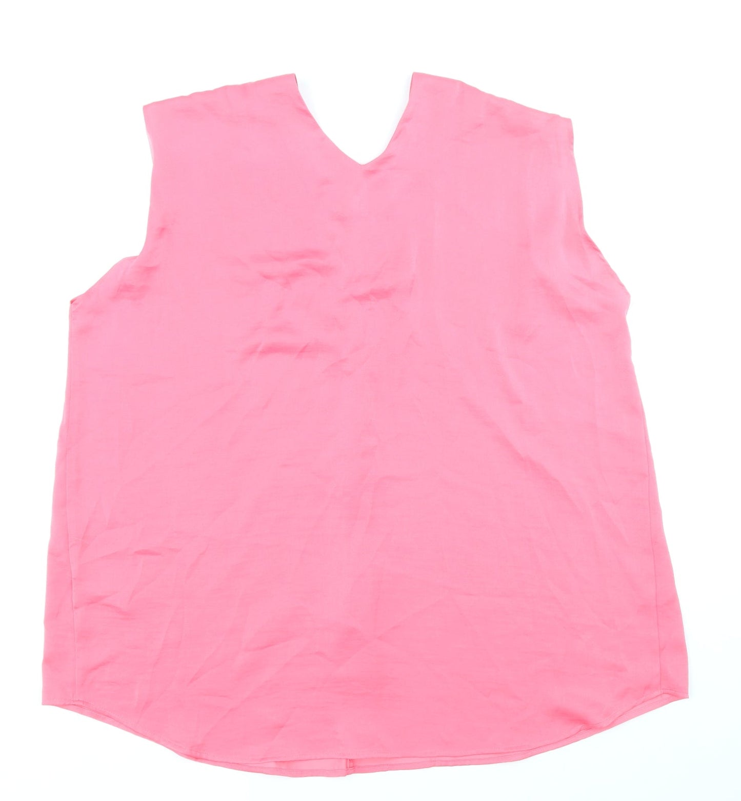 Marks and Spencer Womens Pink Polyester Basic Tank Size 16 V-Neck