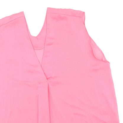 Preloved Marks and Spencer Womens Pink Polyester Basic Tank Size 16 V-Neck - Back