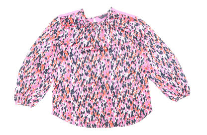 Marks & Spencer Womens Pink Geometric Polyester Basic Blouse Size 6 Round Neck