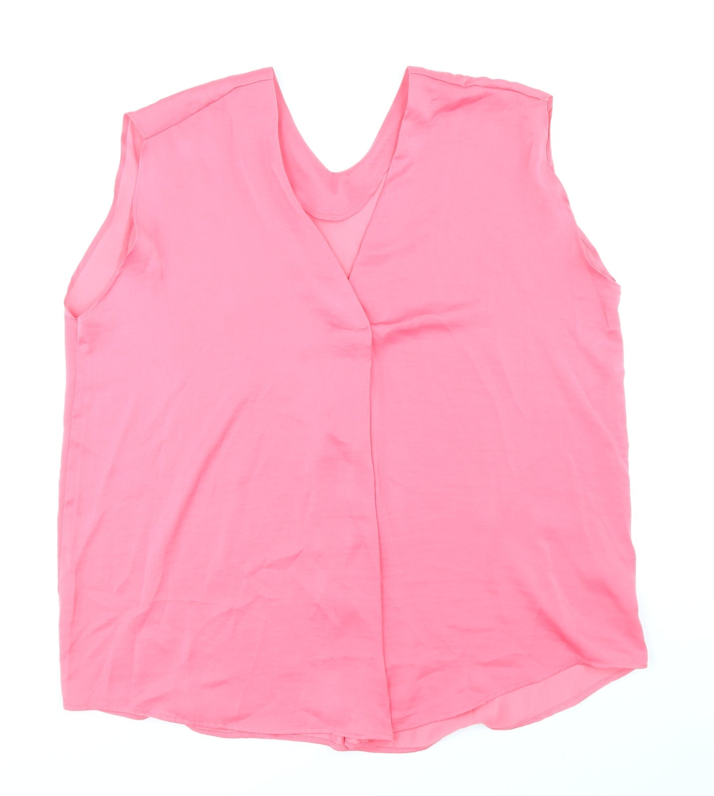 Marks and Spencer Womens Pink Polyester Basic Blouse Size 16 V-Neck