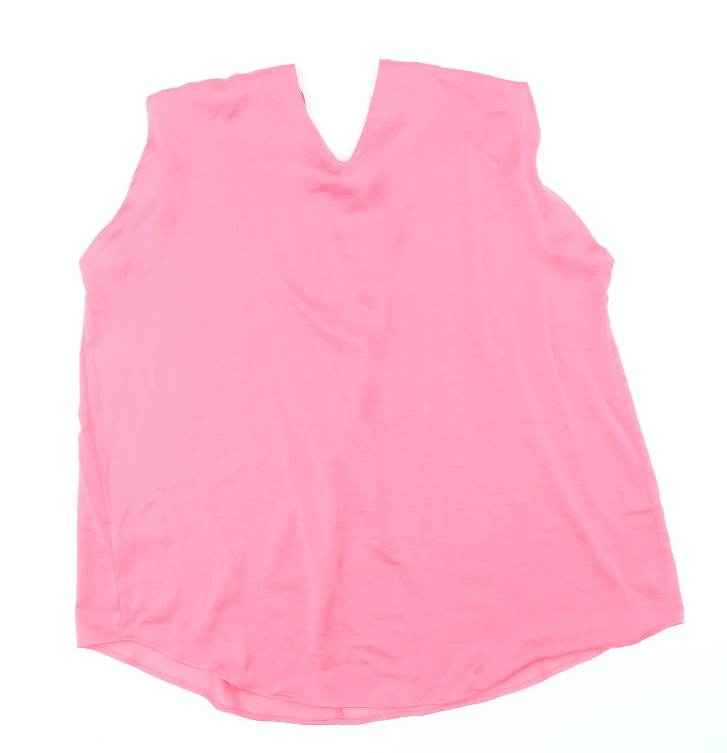 Marks and Spencer Womens Pink Polyester Basic Blouse Size 16 V-Neck