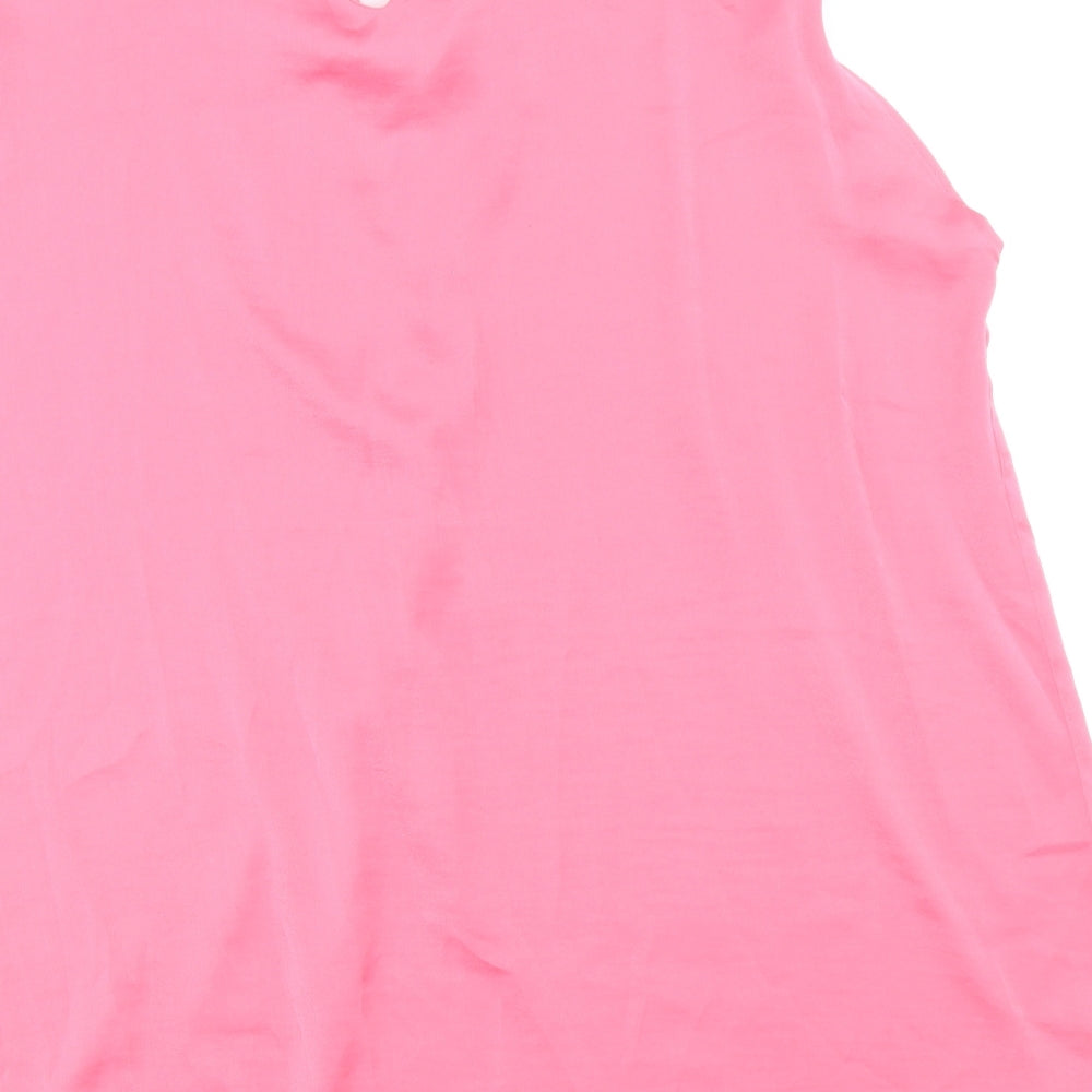 Marks and Spencer Womens Pink Polyester Basic Blouse Size 16 V-Neck