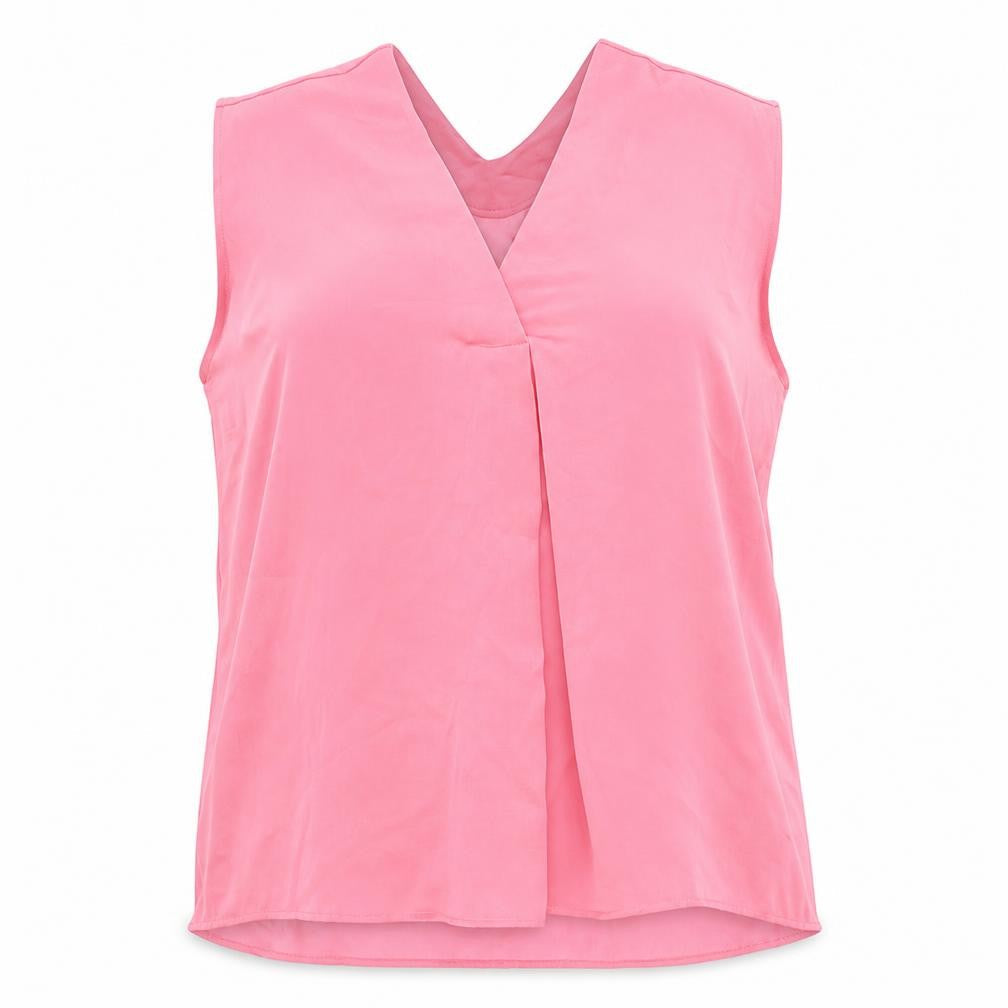 Marks & Spencer Womens Pink Polyester Basic Blouse Size 16 V-Neck