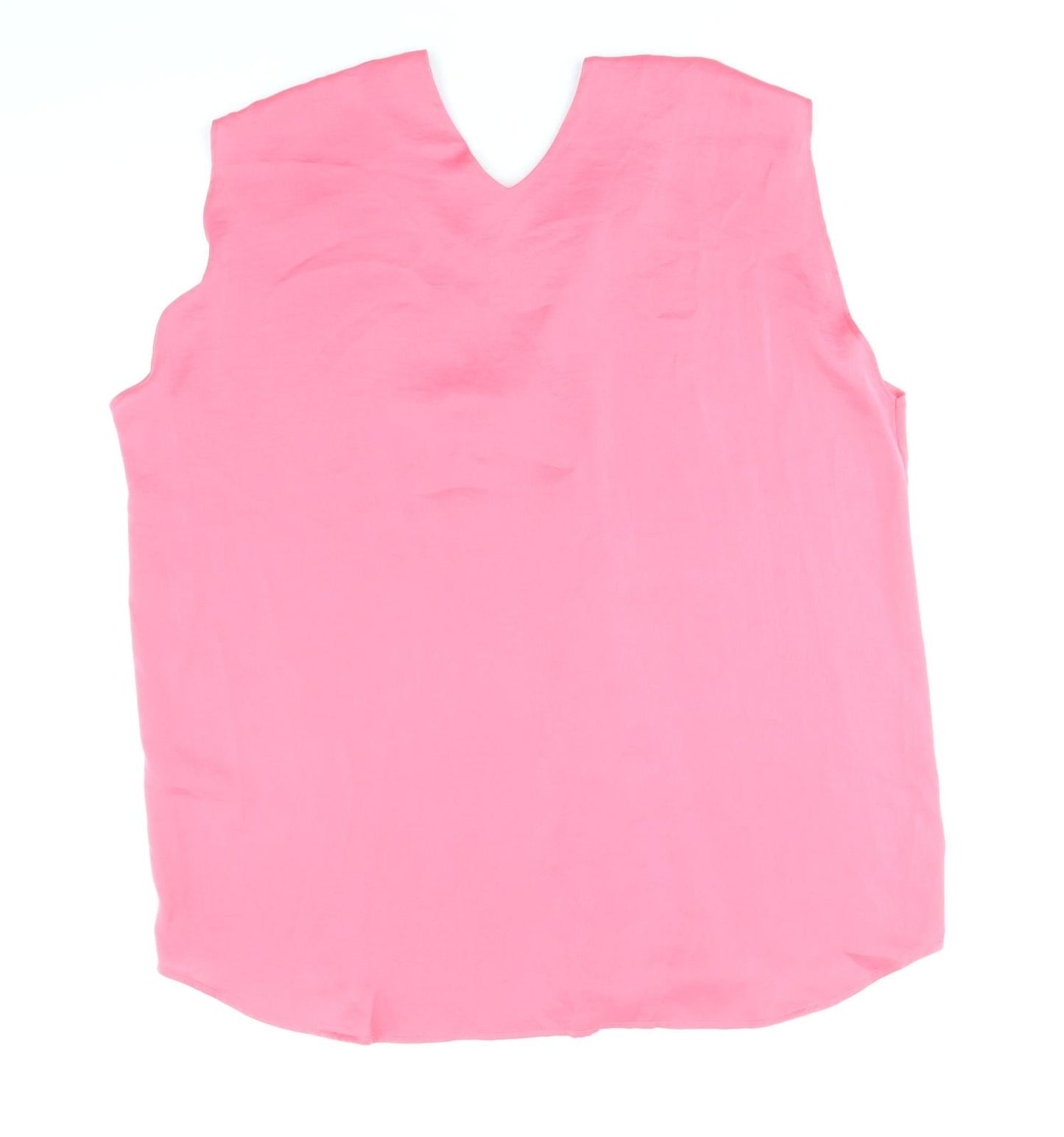 marks and Womens Pink Polyester Basic Blouse Size 16 V-Neck