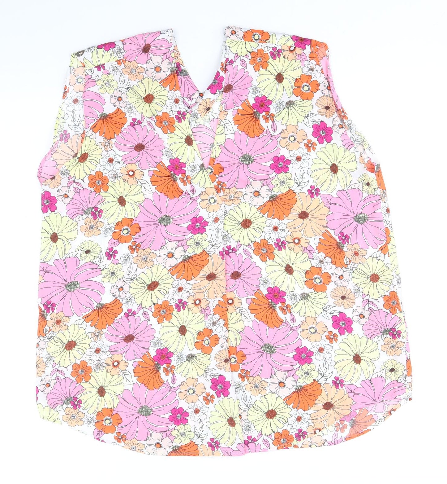 Marks and Spencer Womens Multicoloured Floral Polyester Basic Blouse Size 18 V-Neck