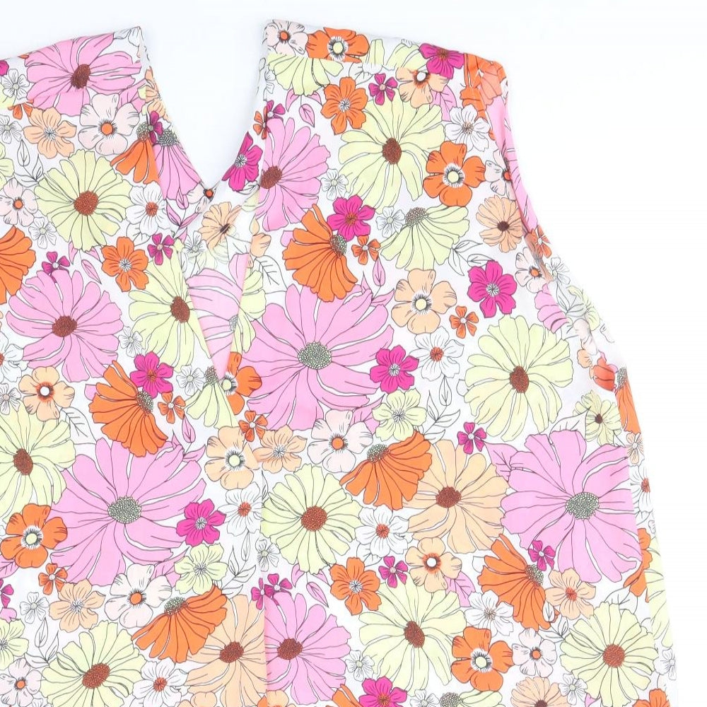 Marks and Spencer Womens Multicoloured Floral Polyester Basic Blouse Size 18 V-Neck