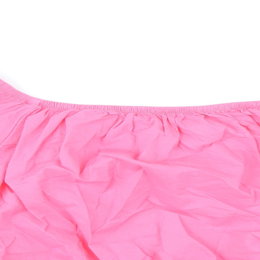 Marks and Spencer Womens Pink 100% Cotton Cropped Blouse Size 18 Off the Shoulder - Bardot