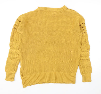 Next Womens Yellow Round Neck Cotton Pullover Jumper Size S