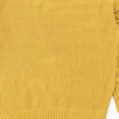 Next Womens Yellow Round Neck Cotton Pullover Jumper Size S