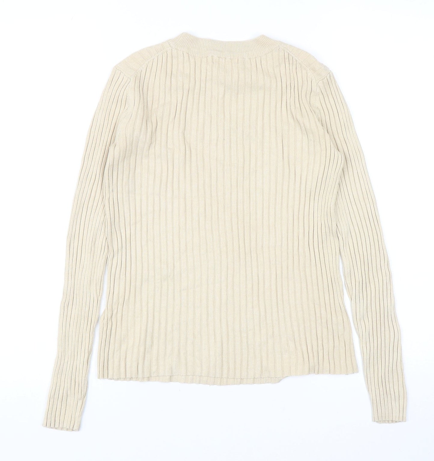 H&M Womens Beige Roll Neck Acrylic Pullover Jumper Size M