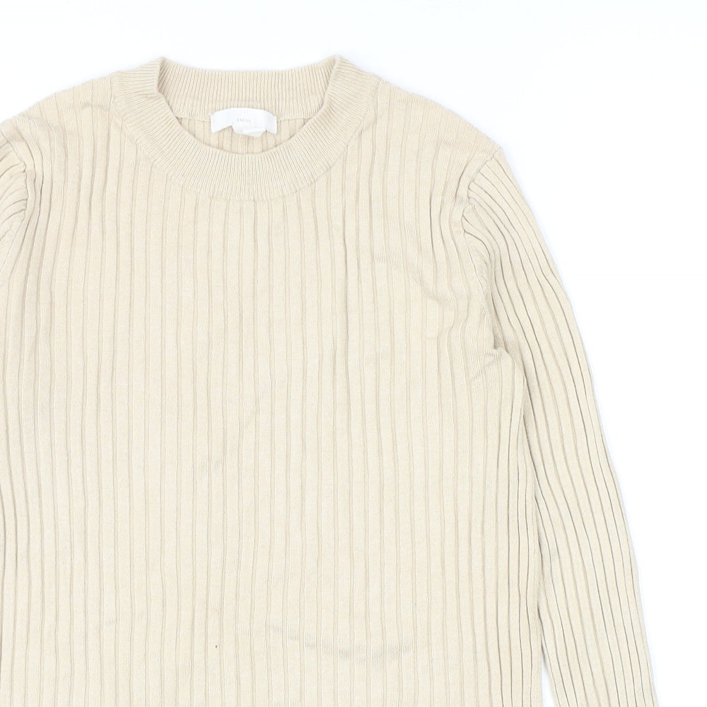 H&M Womens Beige Roll Neck Acrylic Pullover Jumper Size M