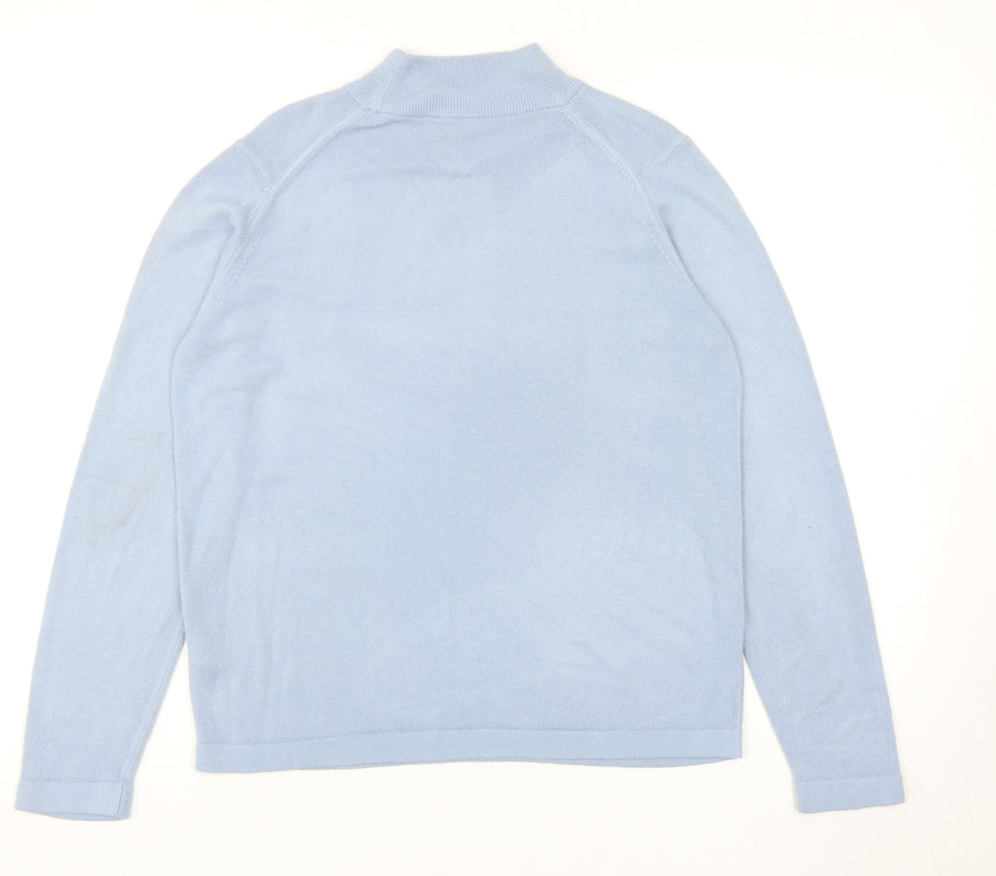 Marks and Spencer Womens Blue Mock Neck Acrylic Pullover Jumper Size 14