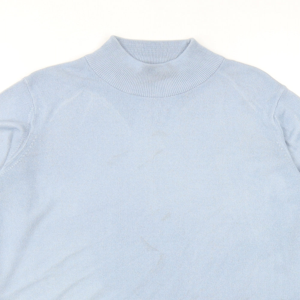 Marks and Spencer Womens Blue Mock Neck Acrylic Pullover Jumper Size 14