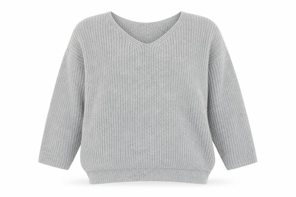 Topshop Womens Grey V-Neck Acrylic Pullover Jumper Size 6