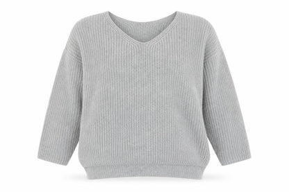 Topshop Womens Grey V-Neck Acrylic Pullover Jumper Size 6