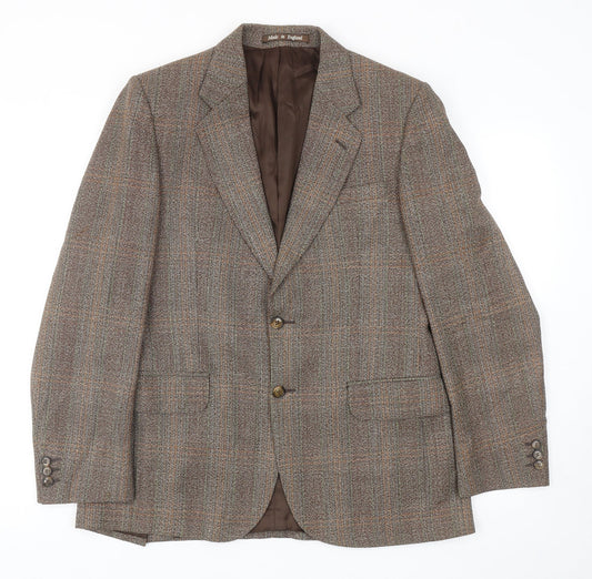 Burton Mens Brown Plaid Polyester Jacket Blazer Size 38
