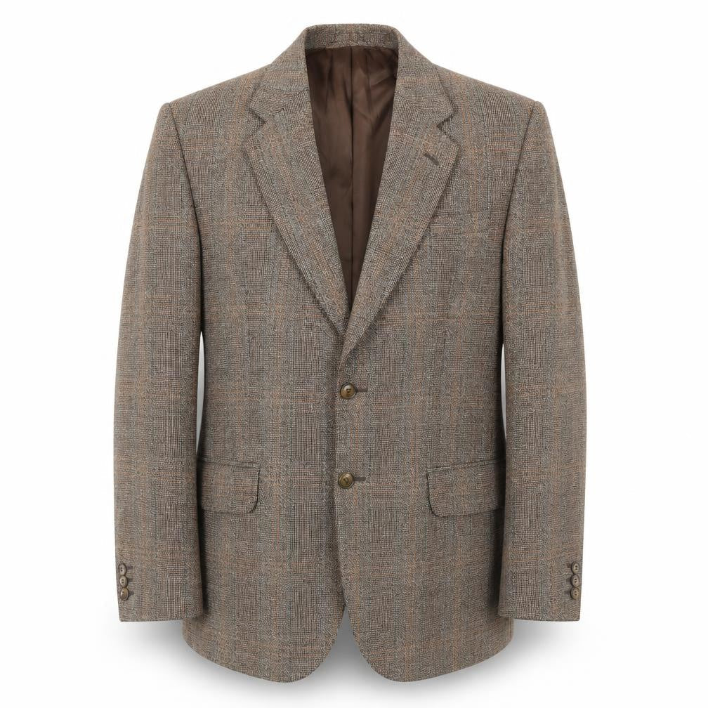 Burton Mens Brown Plaid Polyester Jacket Blazer Size 38